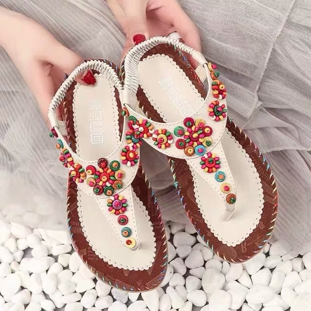 (Xả Hàng) Dép Đi Biển Xỏ Ngón Thời Trang Sandals Nữ Xỏ Ngón Thổ Cẩm