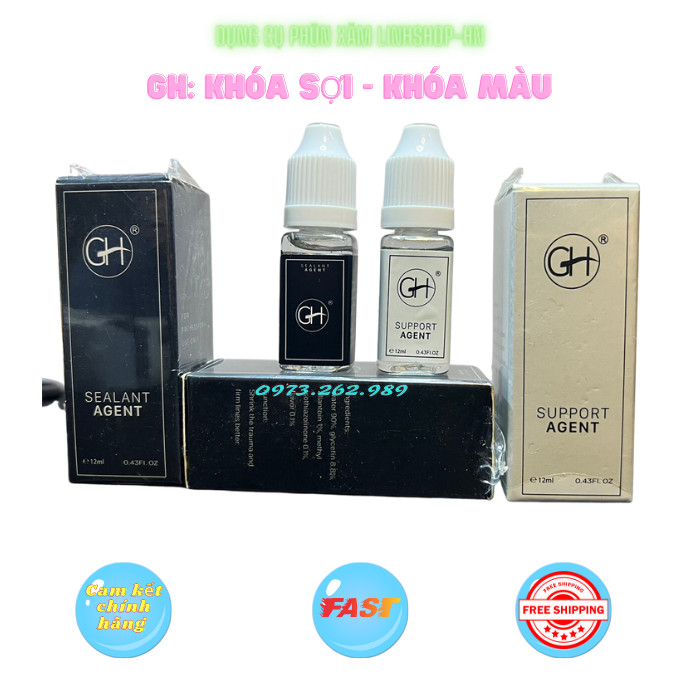 Dung dịch khóa sợi, khóa màu mực gh chai 12ml, mực phun xăm / linhshop-hn