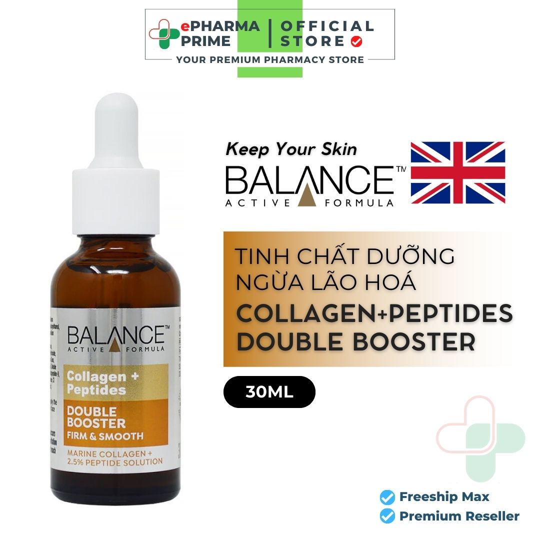 Serum balance collagen + peptides double booster 30ml - tinh chất ngừa lão hoá, giảm nếp nhăn