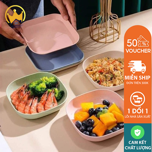 Set 8 dĩa nhựa lúa mạch tone màu pastel siêu dễ thương - sét 8 cái đĩa màu pastel lúa mạch an toàn sức khoẻ - bộ 8 cái đĩa lúa mạch cực đẹp - sét 8 cái đĩa màu pastel lúa mạch an toàn sức khoẻ - đĩa đựng bánh kẹo, trái cây
