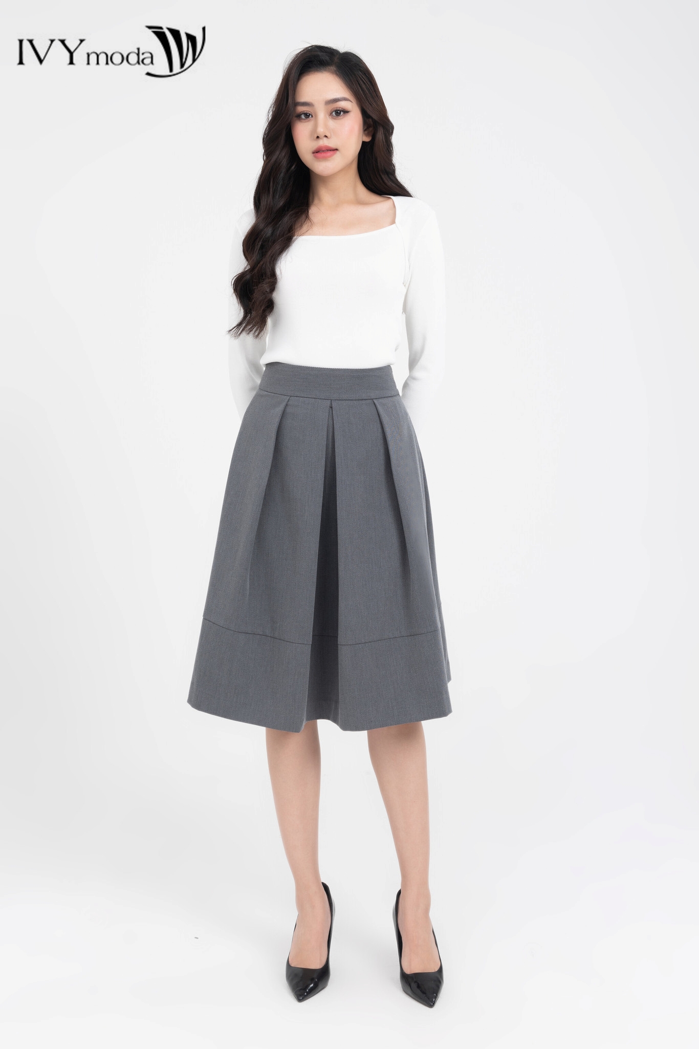 Chân váy xòe nữ xếp ly IVY moda MS 31B9234 Kiểu dáng đẹp Giá ưu đãi