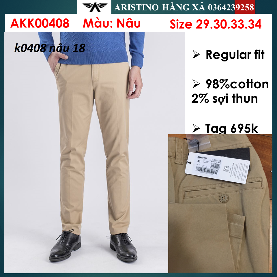 Quần Khaki Aristino AKK00408, regular fit, chính hãng