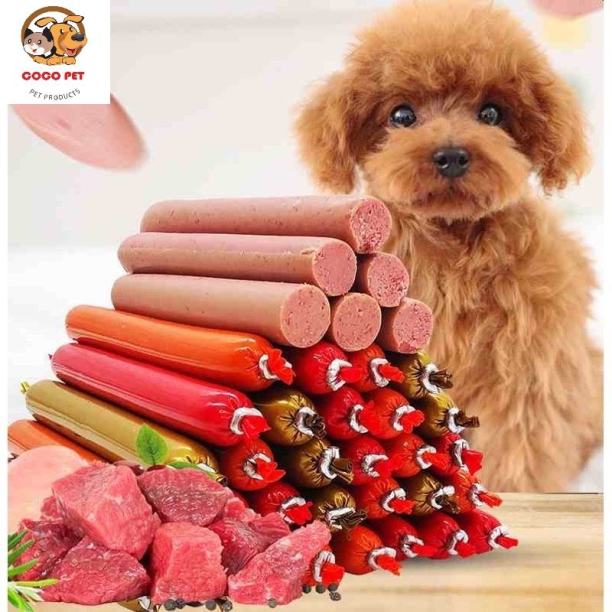 Xúc xích cho chó - xúc xích thưởng ăn vặt cho thú cưng nhiều vị - combo 4 cây xúc xích