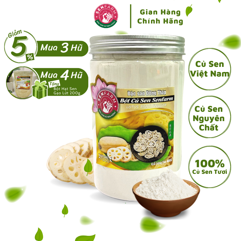 Tinh Bột Củ Sen Nguyên Chất Senfarm Thượng Hạng Đồng Tháp