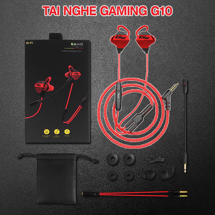 Tai Nghe Gaming có mic G10 chân 3.5mm [Có Micro tháo dời; Siêu Bass] Hỗ trợ điện thoại, máy tính, laptop - Tonoto Store