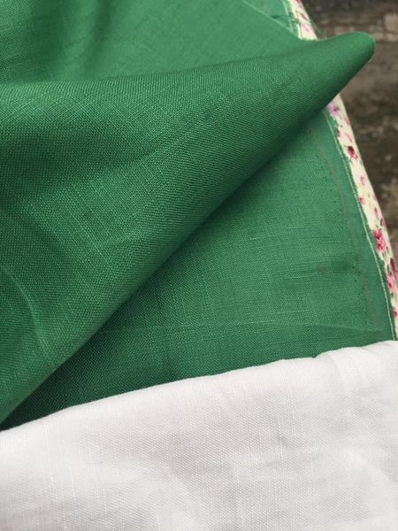 Vải Linen tưng màu xanh lá, tông trầm!