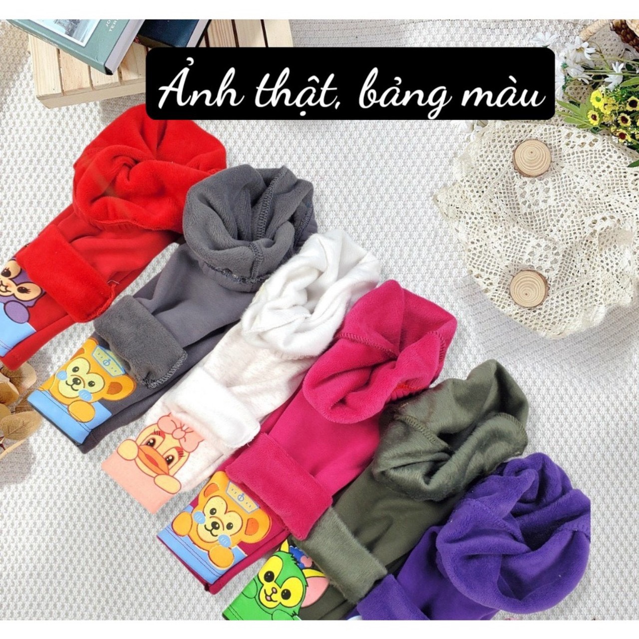 Quần Legging lót lông 2 lớp xịn sò co giãn thoải mái cho bé gái 6-16kg