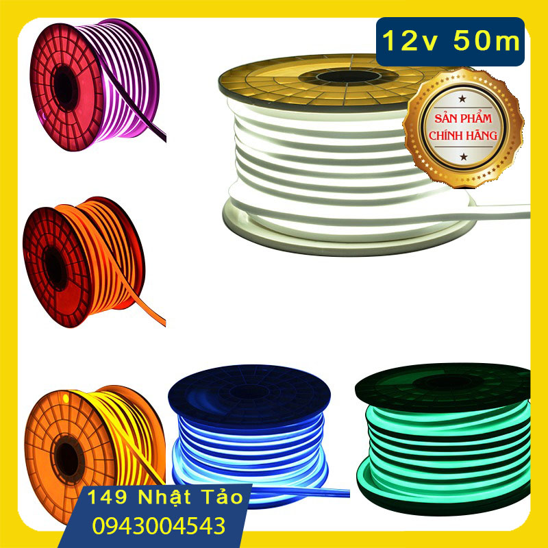 Led Dây Neon 12v 50m/cuộn chất lượng cao màu sắc đẹp chuyên dùng cho việc trang trí ánh sáng.