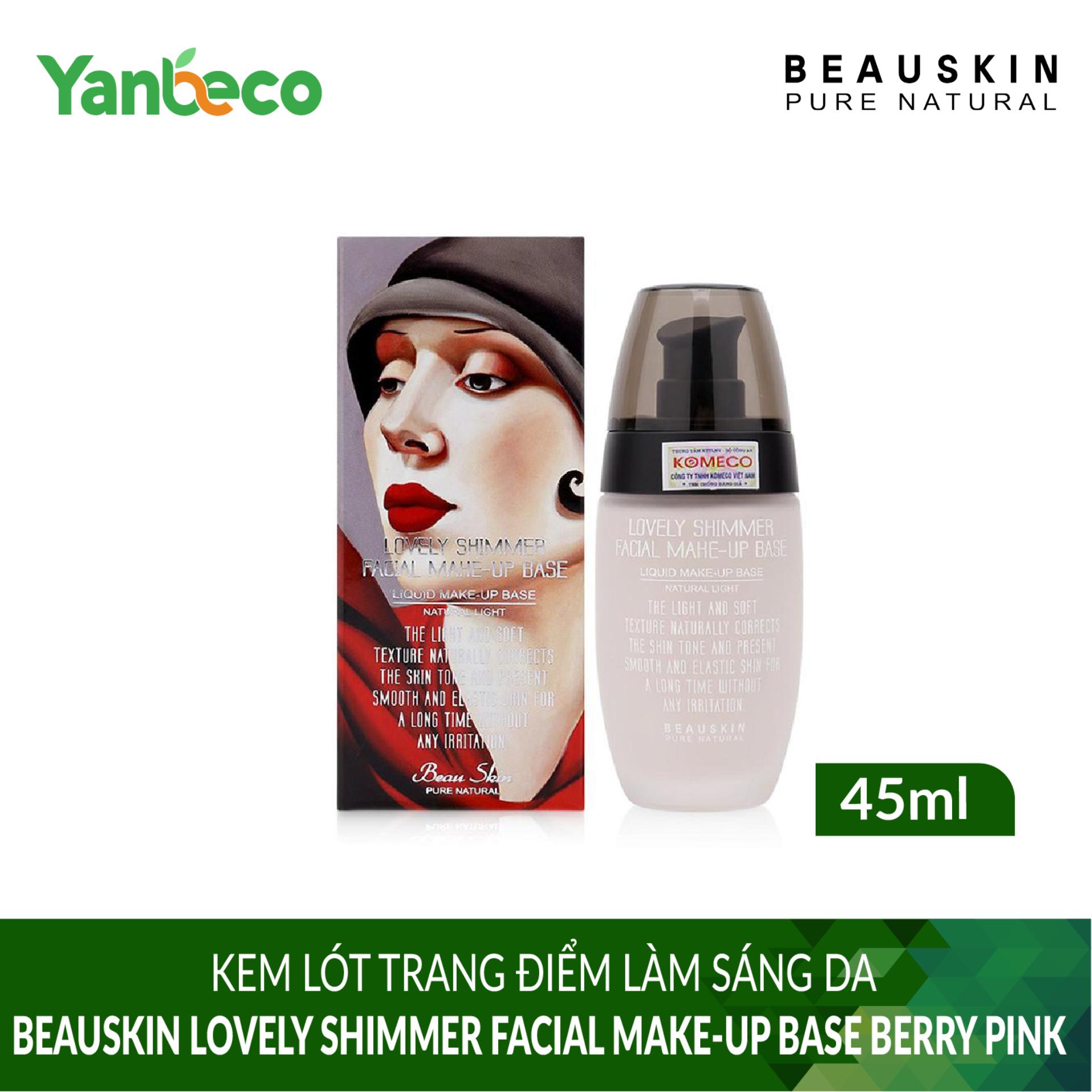 Kem lót trang điểm làm sáng da Beauskin Lovely Shimmer Facial Make-up Base Berry Pink 45ml