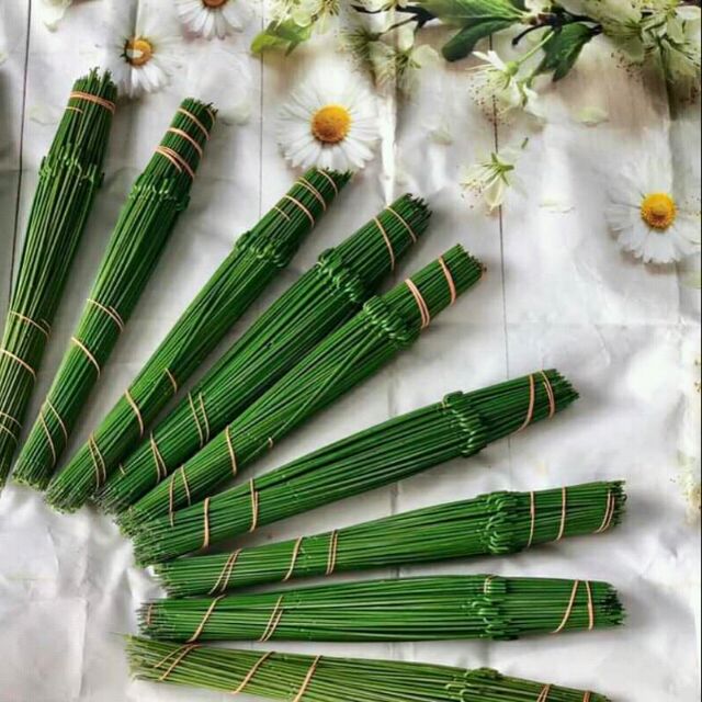 100 cây kẽm boc nhựa làm thân hoa handmade, kẽm làm hoa sáp, hoa giấy nhún