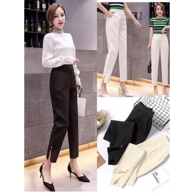 Quần baggy nữ , Quần baggy xẻ tà sang chảnh ,Chất liệu tuyết mưa cao cấp dày dặn ,đứng sóng quần ,khóa sườn giọt lệ , Hỗ trợ ship - Thời Trang Nữ 389