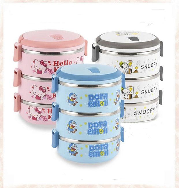 HỘP CƠM 3 TẦNG KITTY DOREMON TIỆN LỢI