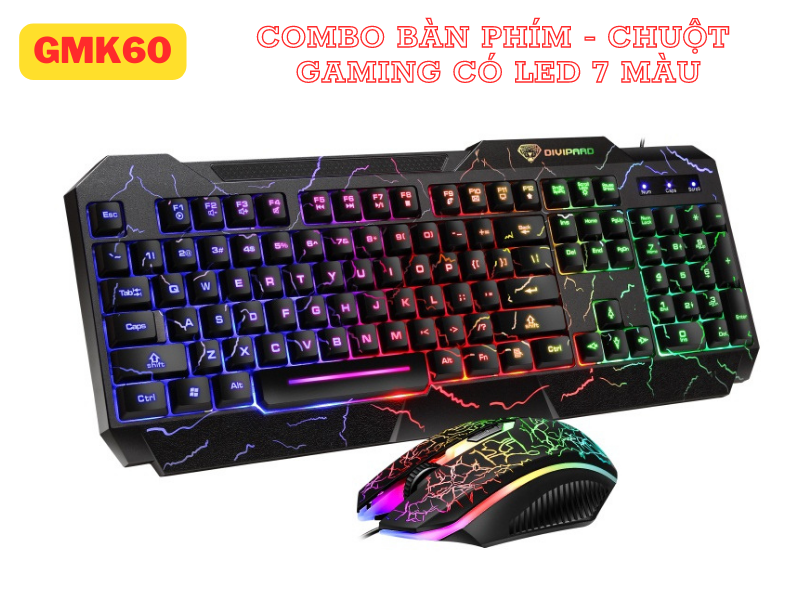 HCM Bàn phím giả cơ và chuột chơi game cho game thủ DIVIPARD GMK60 - Cổng USB dùng cho máy tính Laptop