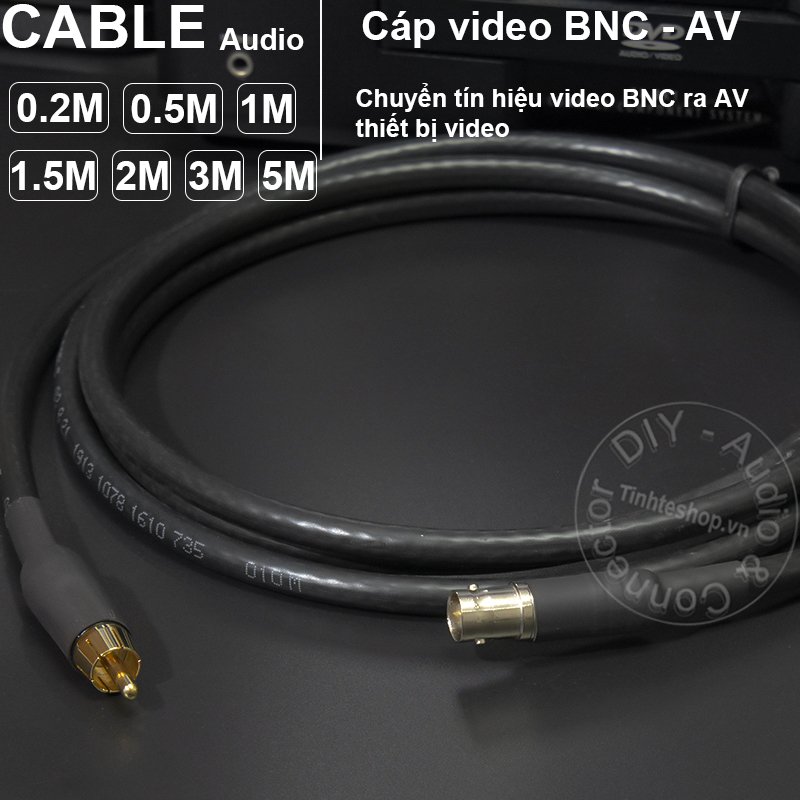 Dây bnc sang hoa sen av diy 0.2 đến 5 mét - bnc female to rca male cable