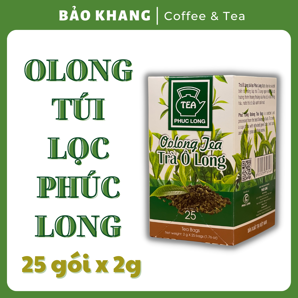 Trà ô long oolong túi lọc phúc long 25 gói x 2g - bảo khang coffee & tea