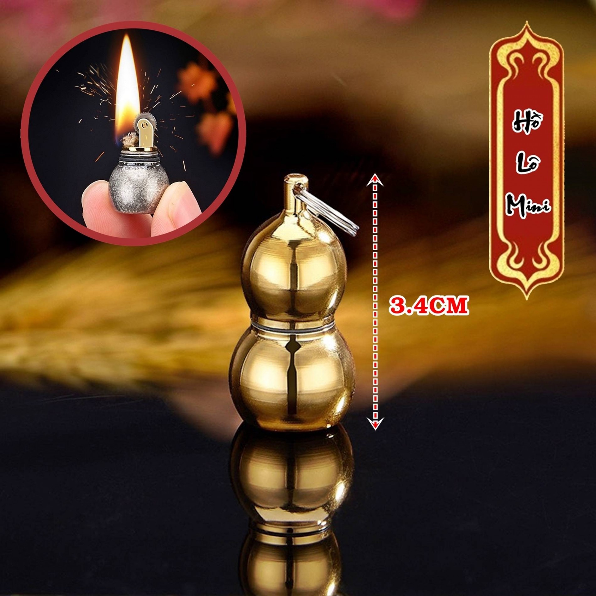 BẬT LỬA XĂNG ĐÁ - MÓC KHÓA HỒ LÔ MINI (KIM LOẠI) - (XÀI XĂNG) - TRINH NHUNG SHOP