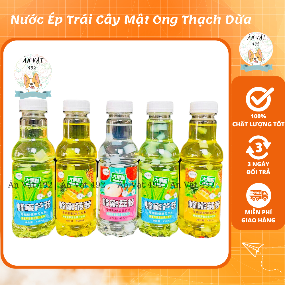 Nước ép trái cây mật ong thạch dừa 450ml - ăn vặt 492
