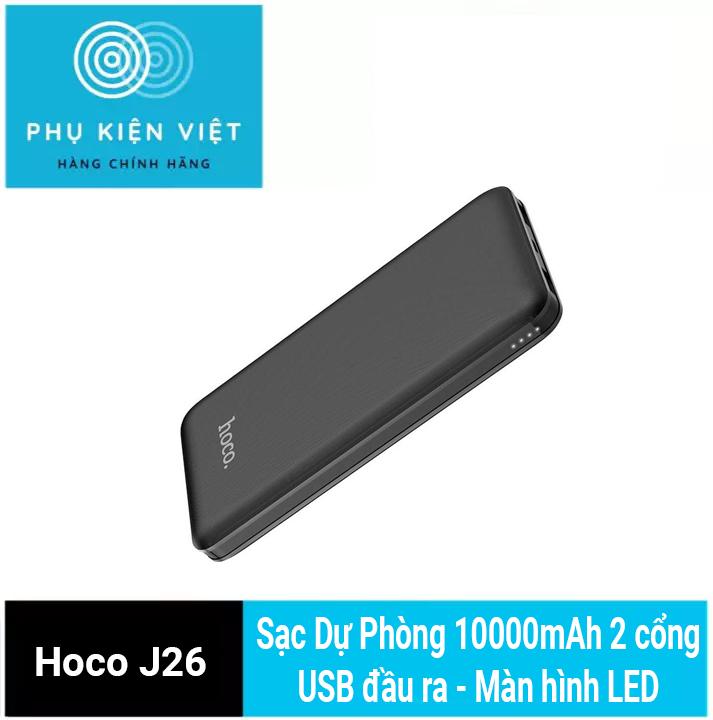 Pin sạc dự phòng hoco j26 dung lượng 10.000 mah đầu ra cổng usb kép - có đèn led báo sạc thông minh