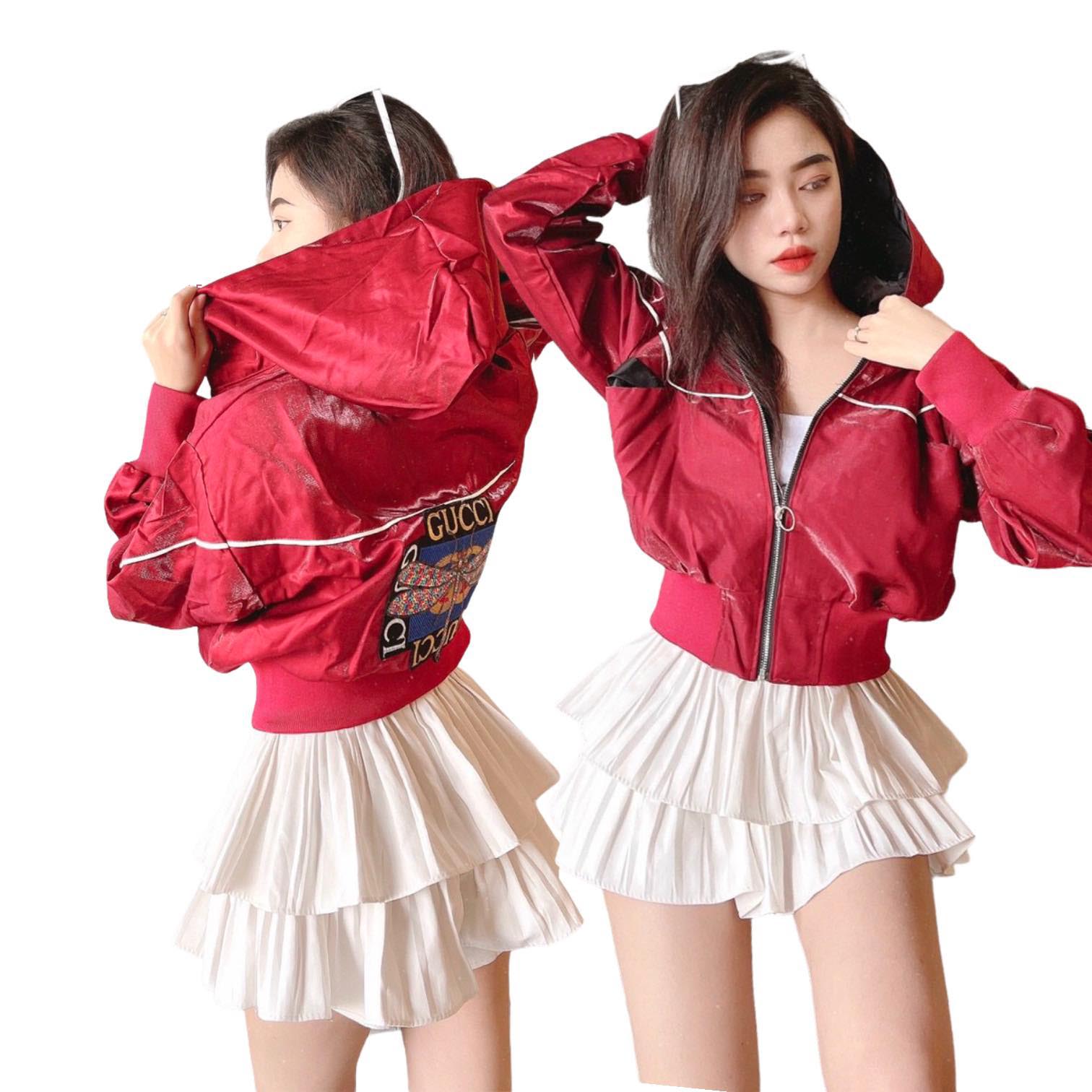 Áo khoác phi xà cừ kiểu có nón sang chảnh Giống 100% Như Hình