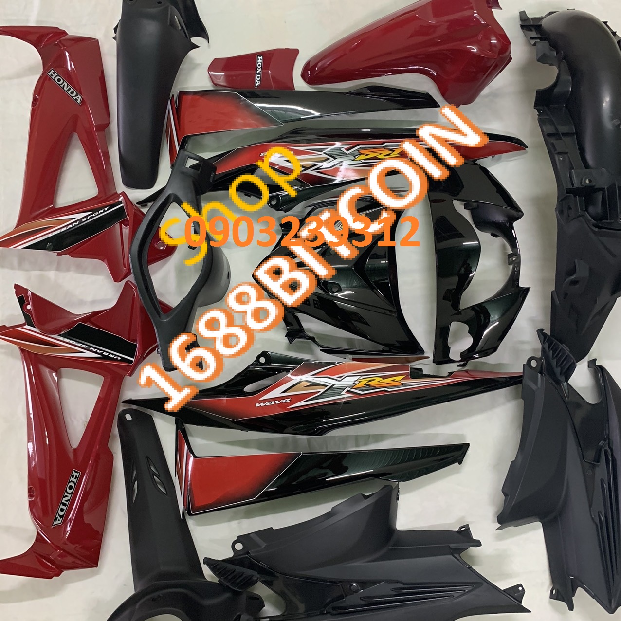 Bộ dàn áo Wave RSX 100 Màu ĐỎ , rsx  2009 (Tặng Kèm Tem )  (KHÍT ) -RSX siêu nhân -Full nhựa nhám và nhựa bóng