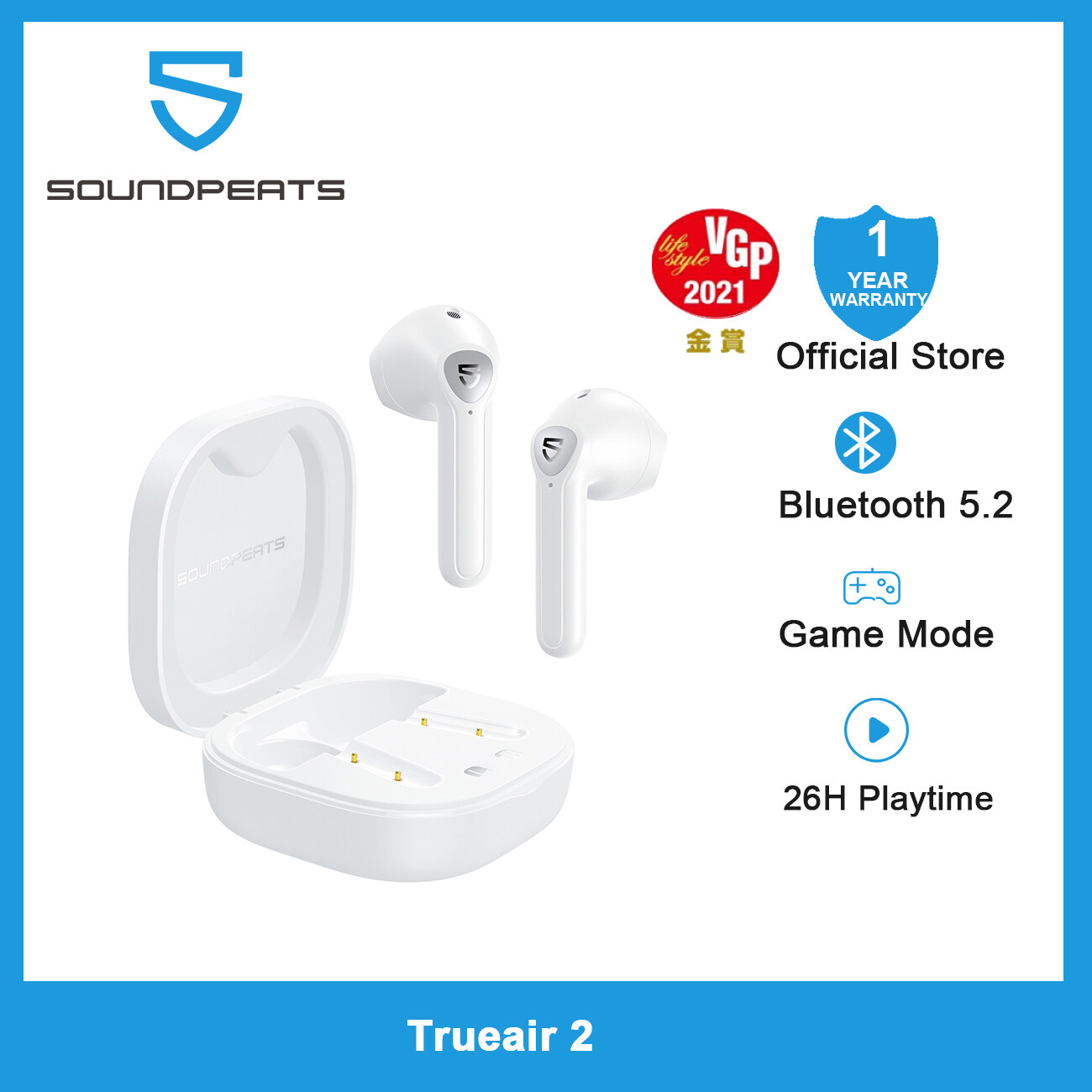 Soundpeats cho trueair2 siêu nhẹ tai nghe gắn tai không dây bluetooth v5.2 trueair 2 tai nghe qcc3040 aptx hai micro cvc khử tiếng ồn tai nghe không dây