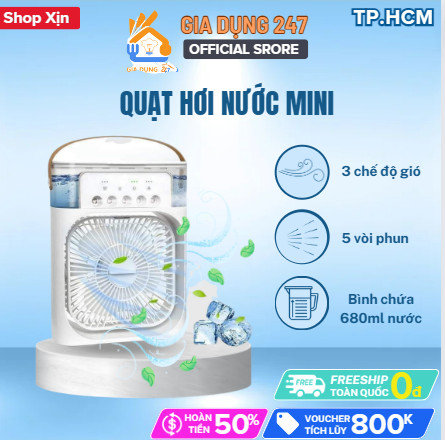 Quạt điều hoà hơi nước mini, quạt hơi nước làm mát để bàn 3 chế độ gió dung tích bình chứa nước 600ml quạt hơi nước tích hợp đèn led quạt điều hòa quạt hơi nước quạt hơi nước làm lạnh quạt điều hoà hơi nước quạt máy máy lạnh mini cho phòng ngủ quạt phun