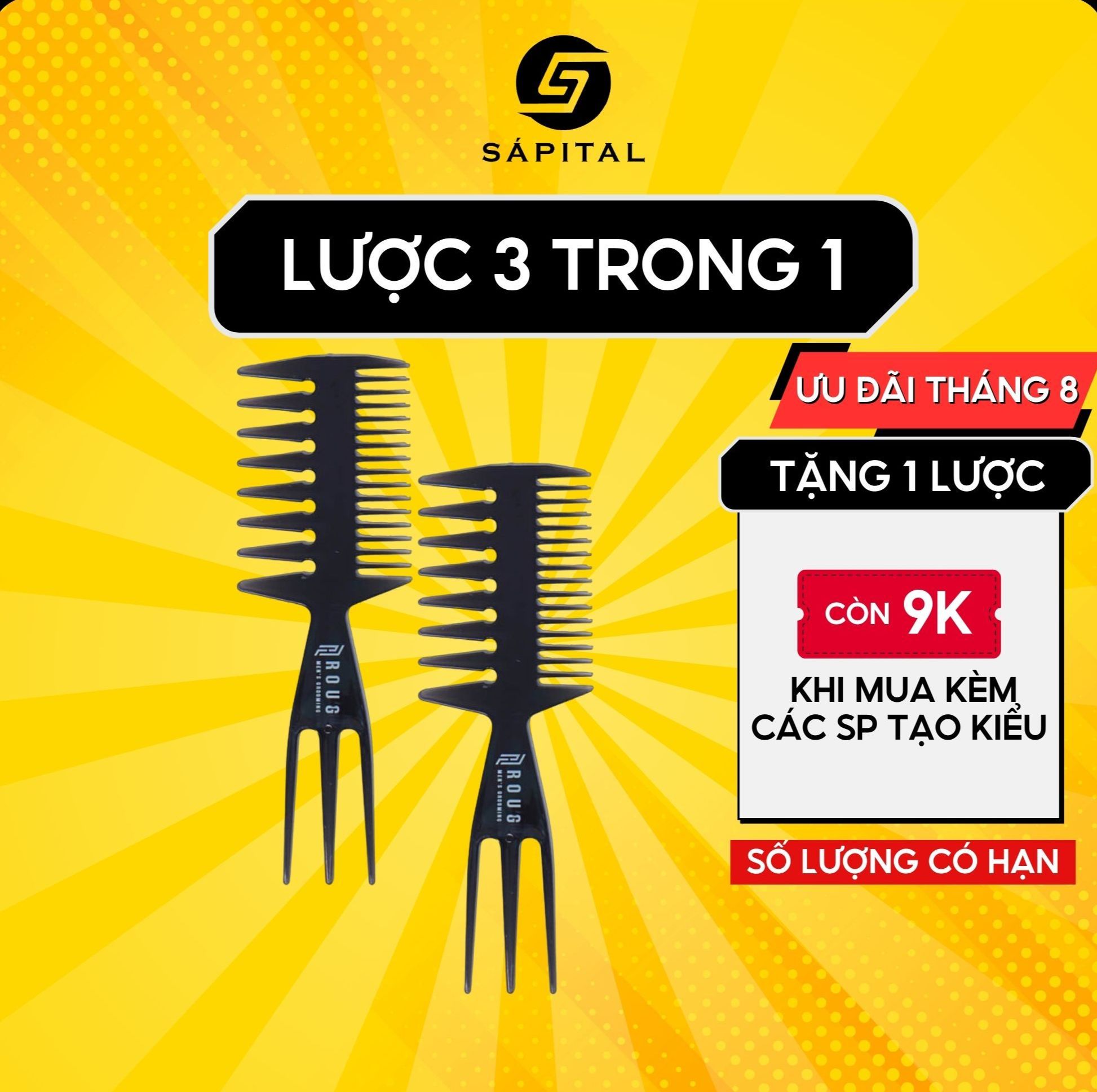 Lược xương cá tạo kiểu tóc nam 3in1 Trifecta - Chia side chải pomade, tạo texture, tăng độ phồng tóc