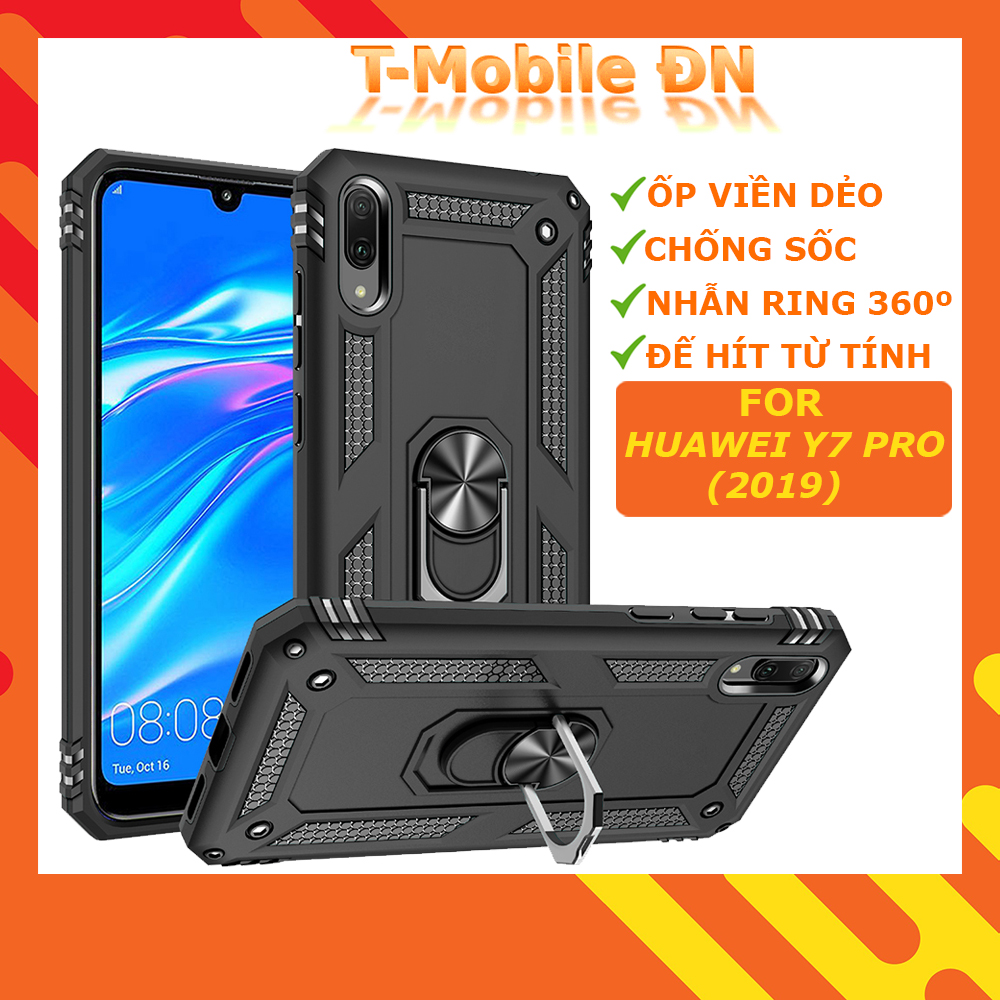Ốp lưng Huawei Y7 Pro 2019 chống sốc 2 lớp kèm nhẫn iring làm giá đỡ bảo vệ máy toàn diện chuẩn châu âu