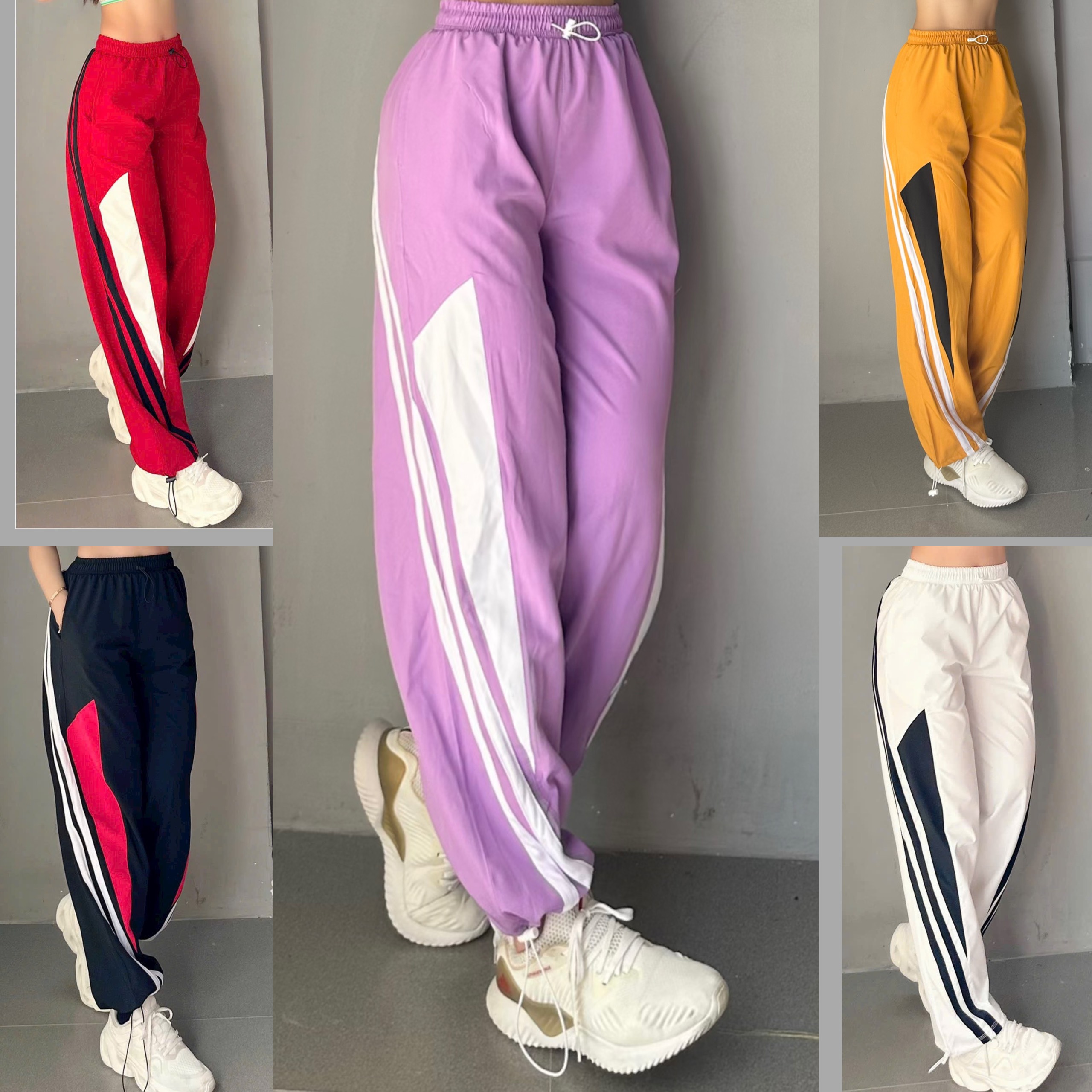 Quần Jogger Sọc Quần Dài Ống Suông Thể Thao Nữ Chất Gió Tập Gym Yoga Cao Cấp Nhiều Màu