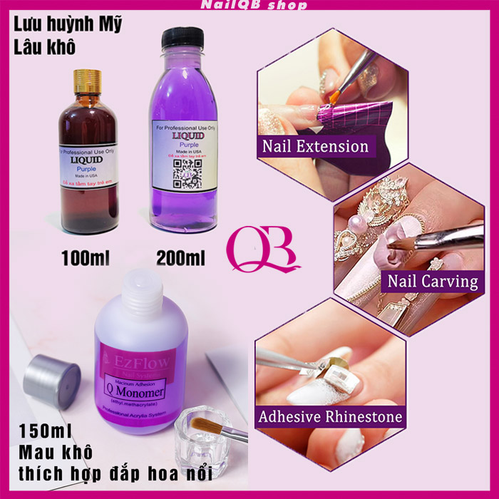 Lưu huỳnh tím đắp móng, vẽ bông nổi cho nail