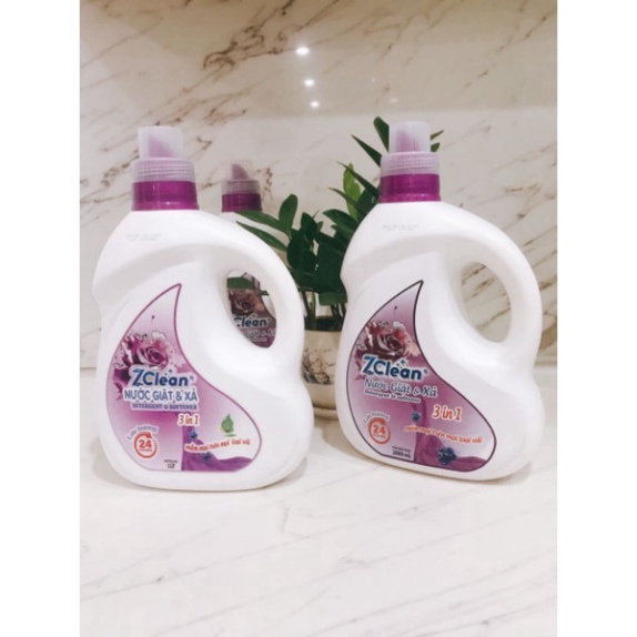 Z-CLEAN - Nước giặt xả lưu hương mềm vải trên tất cả nguyên liệu 3 in 1, không phai màu vải, chai đóng 2 lít DT