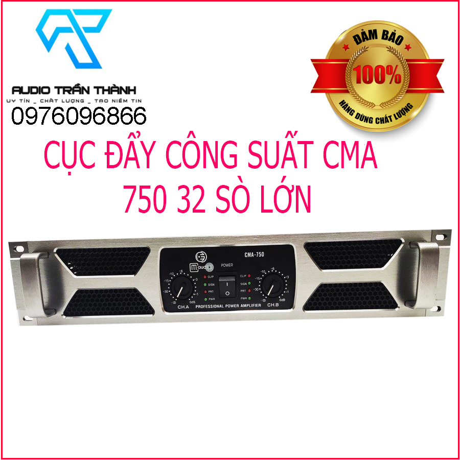 Cục đẩy công suất cm-750 nhập khẩu,32 sò lớn,đánh loa full bas 30-40 tặng jac canon
