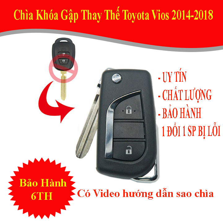 [HCM]Chìa khóa gập Toyota Vios, Yaris 2014-2015-2016-2017-2018- (BH 12 tháng)