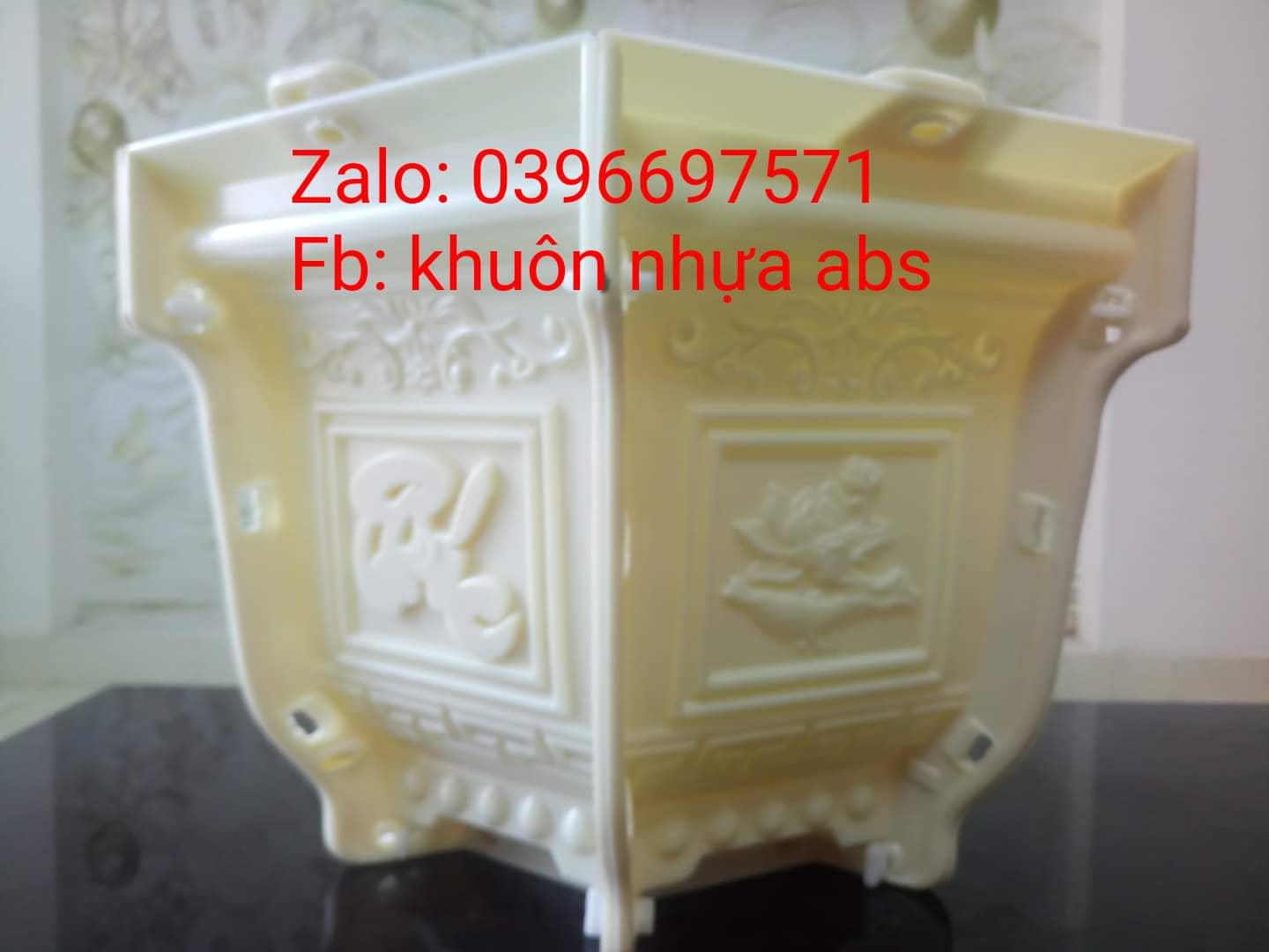 Khuôn đúc chậu lục giác 45 ( hoa sen xen kẻ phúc lộc thọ)