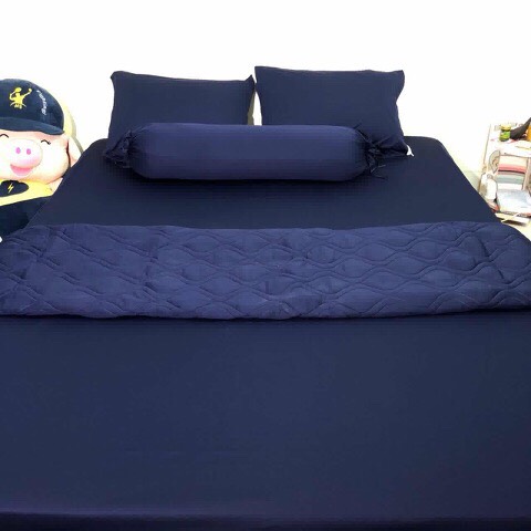 Bộ ga thun trơn xanh đen 1m6/1m8 ko mền/chăn . bộ drap thun. bộ ra thun. bộ grap thun. ga giường - drap giường - ra giường - grap giường.