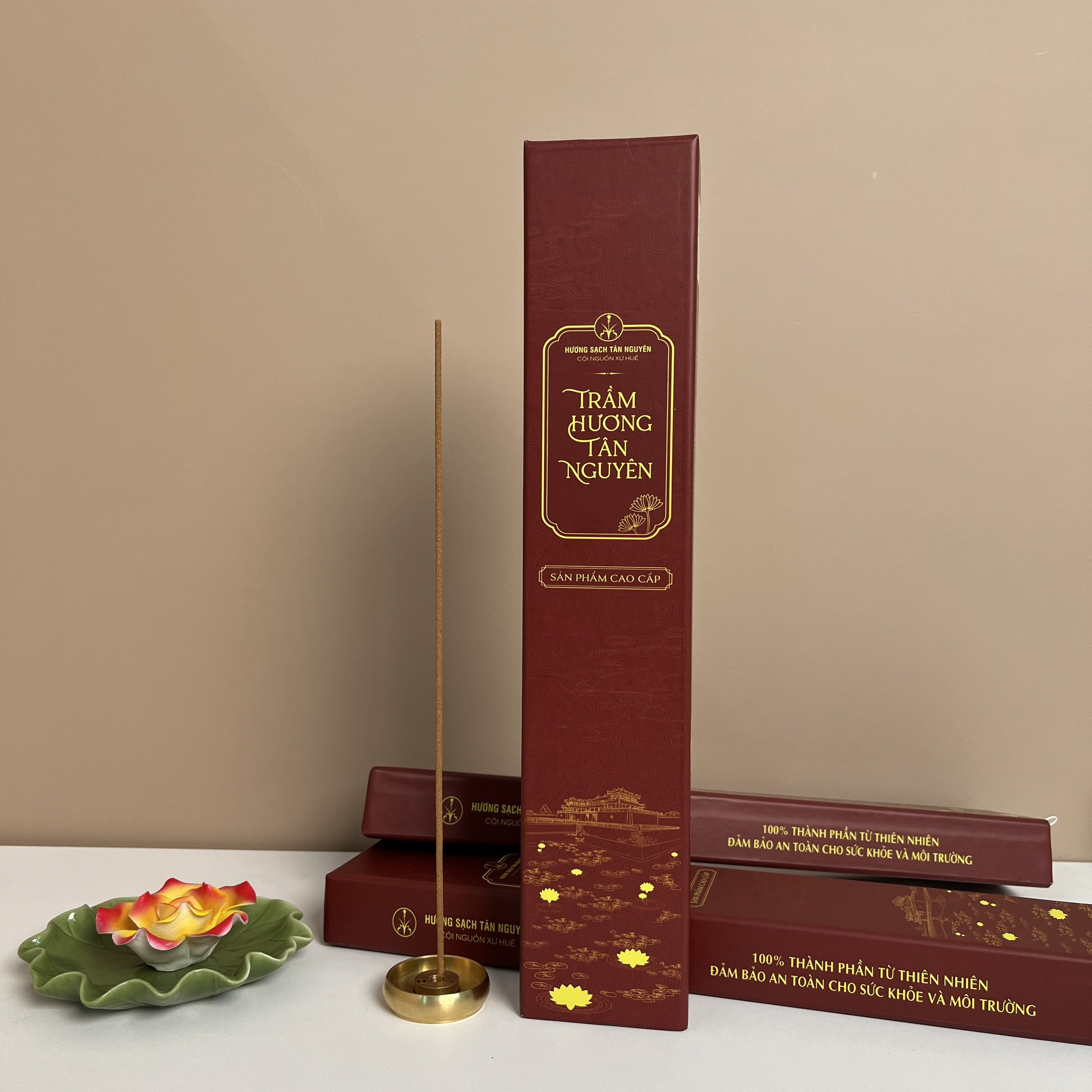 Nhang trầm hương cao cấp Tân Nguyên, nhang không tăm, nhang thiền mùi thơm tinh khiết, dùng để thư giãn, thưởng trà, hộp 100 que