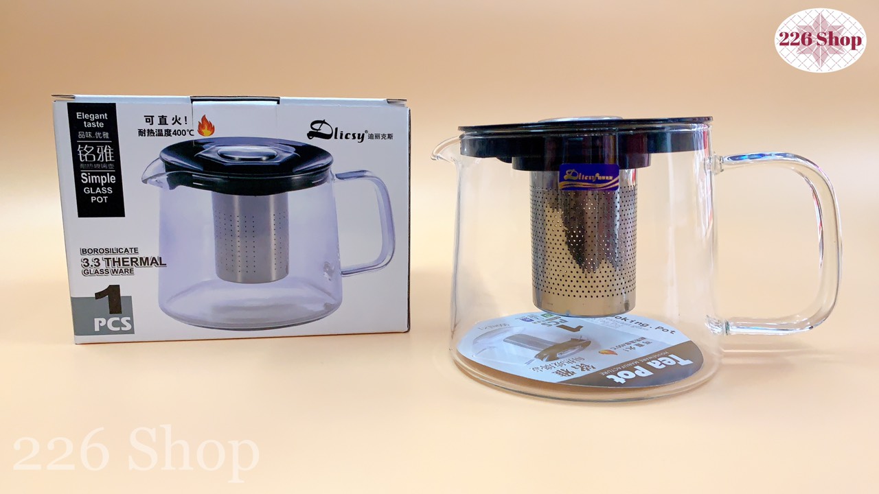 [HCM]Bình lọc trà thuỷ tinh chịu nhiệt cao cấp 900ml [chịu nhiệt đến 400 độ].Dùng được trên máy điện hâm nóng