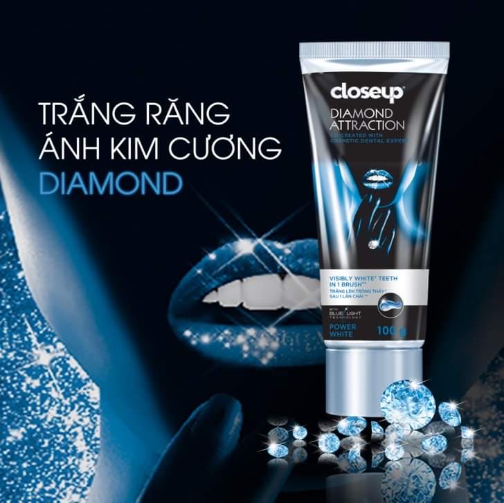 Kem đánh răng Closeup white attraction diamond 100g ( kem đánh răng trắng sáng kim cương Closeup 100