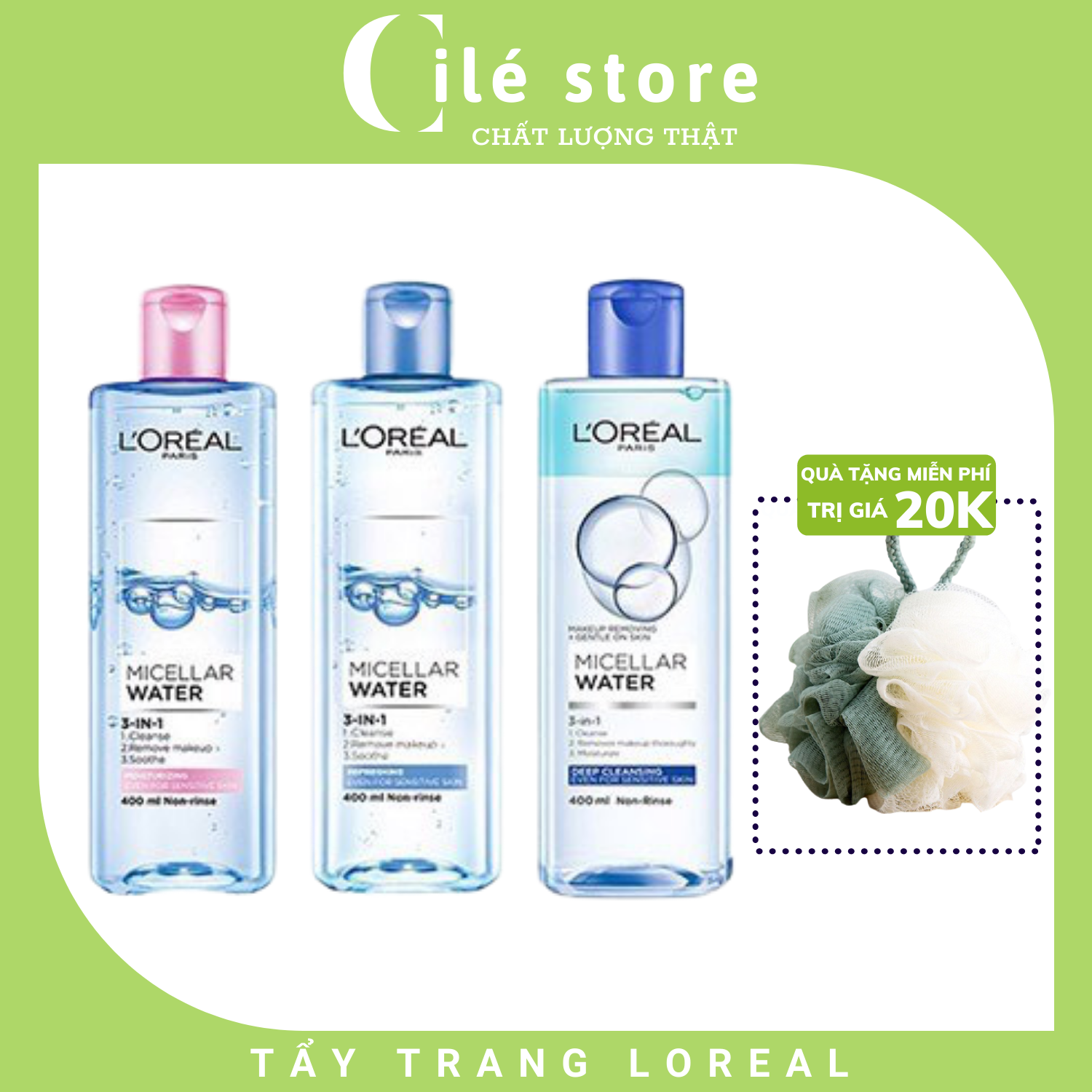 Nước tẩy trang Loreal - L'Oreal Paris 3-in-1 Micellar Water