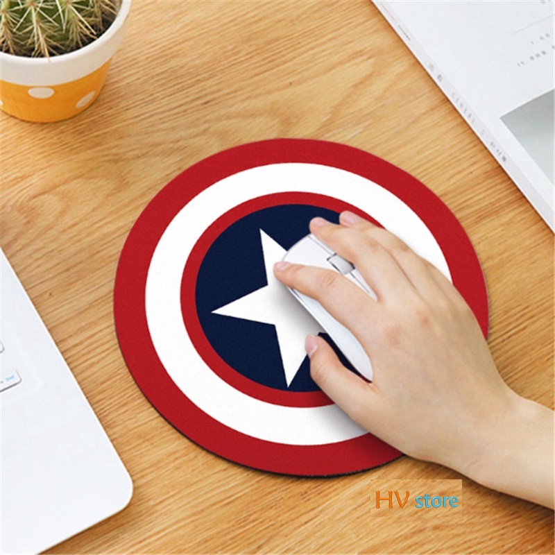 Miếng lót chuột dễ thương hình tròn 20cm - hình đội trưởng Mỹ . Bàn di chuột tròn siêu cute nhiều mẫu mã