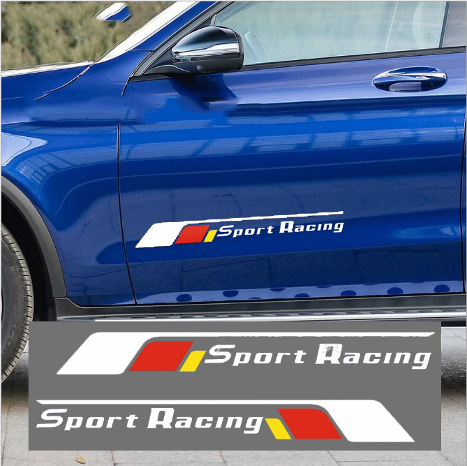 Bộ 2 tem dán cửa xe ô tô phong cách Sport Racing