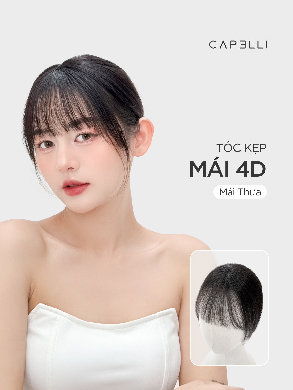 Tóc kẹp mái siêu da đầu capelli mái thưa 4d premium