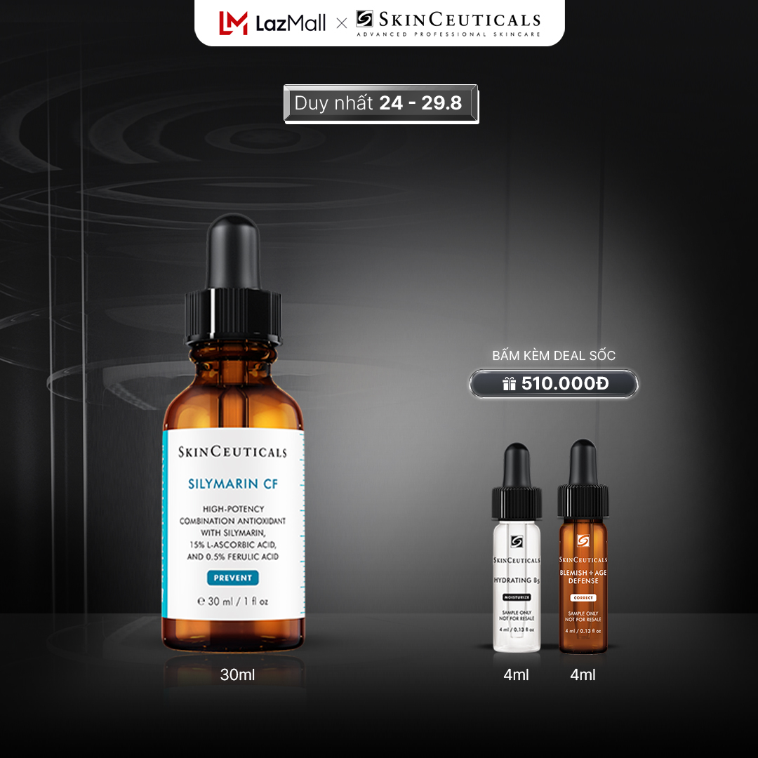 Tinh chất chuyên biệt Skinceuticals Silymarin CF giúp bảo vệ da trước tác nhân oxy hóa, kiểm soát dầu và giúp cải thiện các khuyết điểm da 30ml