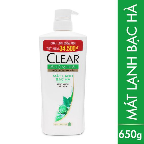 Dầu gội Clear mát lạnh bạc hà chai 650g