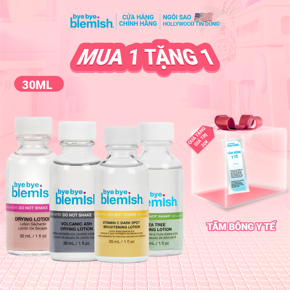 Chấm mụn Bye Bye Blemish Drying Lotion 30ml giảm mụn nhanh sau 1 đêm cho tất cả loại mụn trên mặt và body