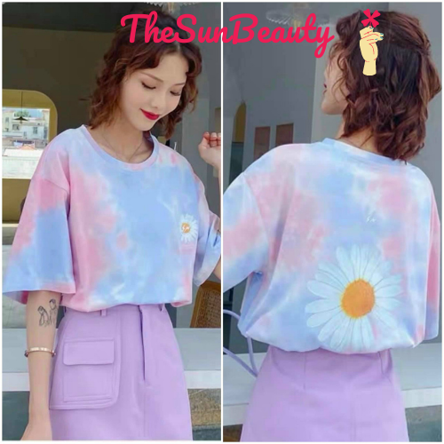 Áo thun loang hoa cúc form rộng cực cute