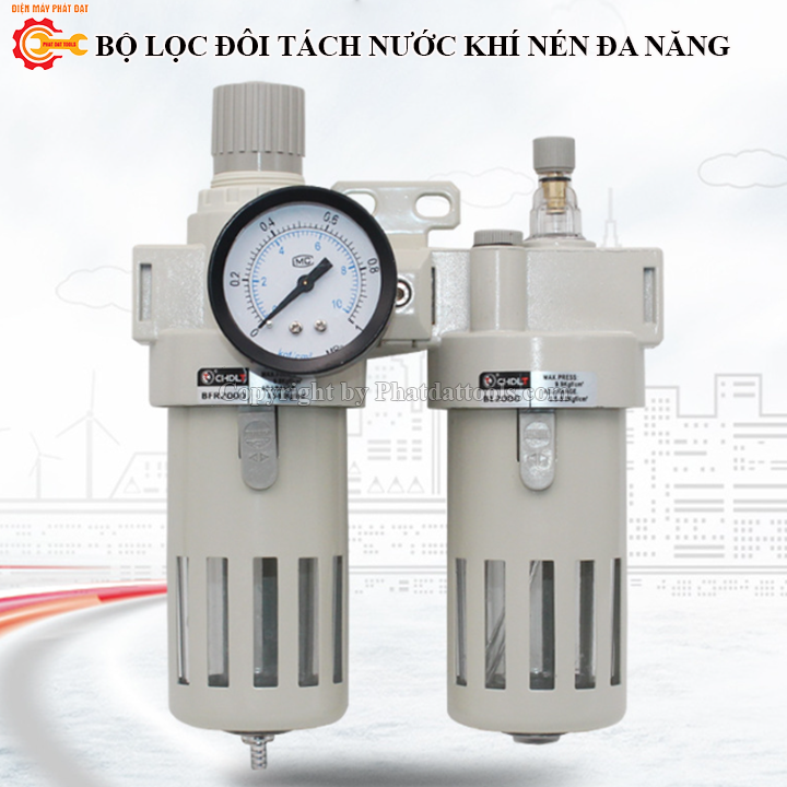 Bộ lọc tách nước kèm van điều áp khí nén