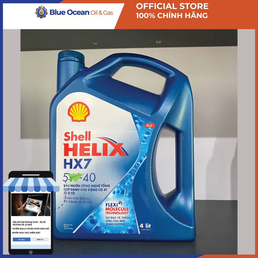 Dầu nhớt ô tô động cơ 4t shell helix hx7 5w-40 4l