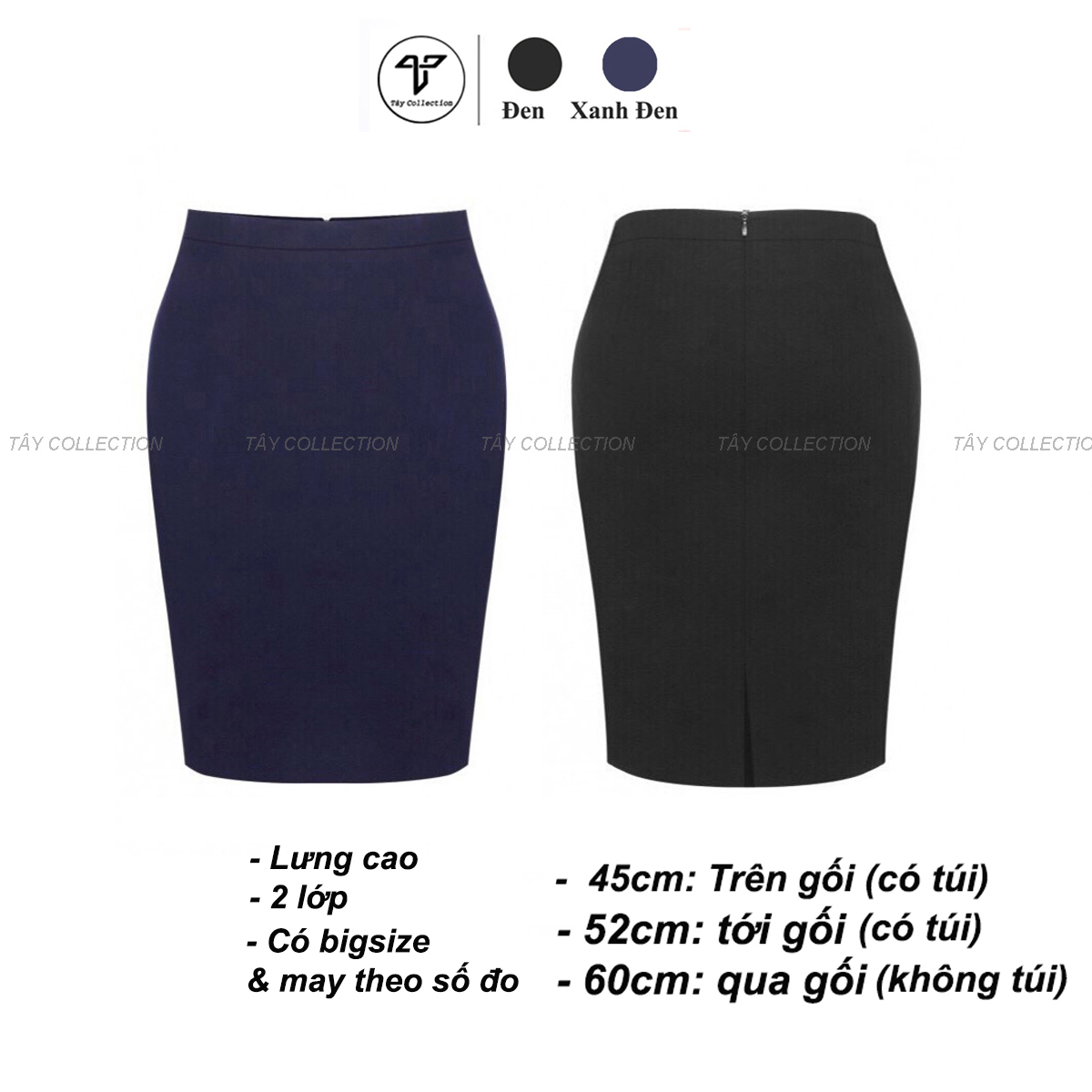 Chân váy công sở dáng bút chì 2 lớp cao cấp thiết kế Tây Collection có Bigsize