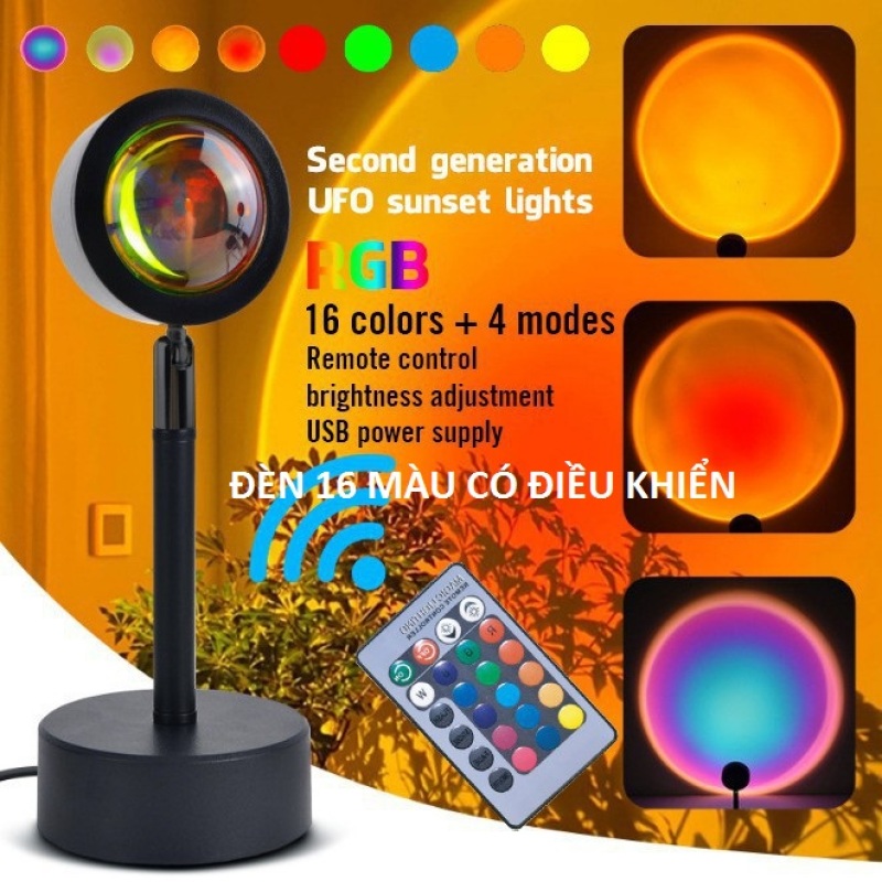 Đèn Hoàng Hôn 16 màu - Đèn LED Sunset 4 Màu Đèn Quay Tik Tok Hot Nhất Hiện Nay